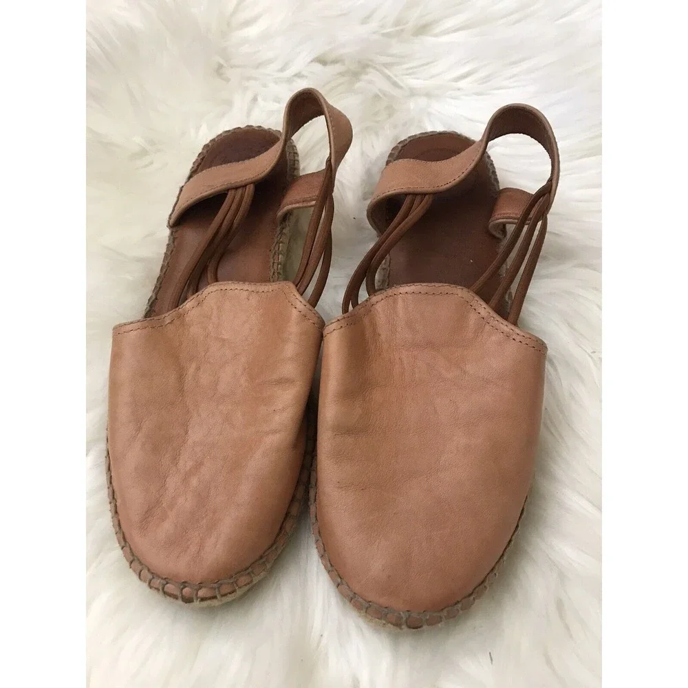Toni Pons Origins Noelia Espadrille Sandals Slip on Tan Leather - US 7.5/ EUR 38